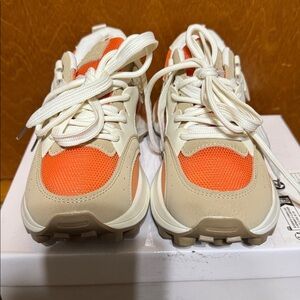 Orange and Cream Sneakers with White Laces